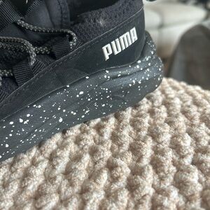 Puma Kids Black Sneakers with White Speckles